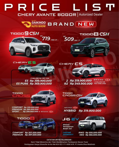 Pricelist Harga Chery pondokbambu 2025